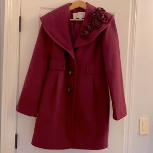 Fuschia Jessica Simpson pea coat with floral